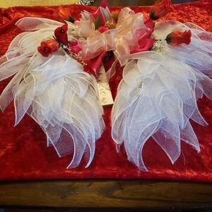 White Angel Wings with Red Accents
